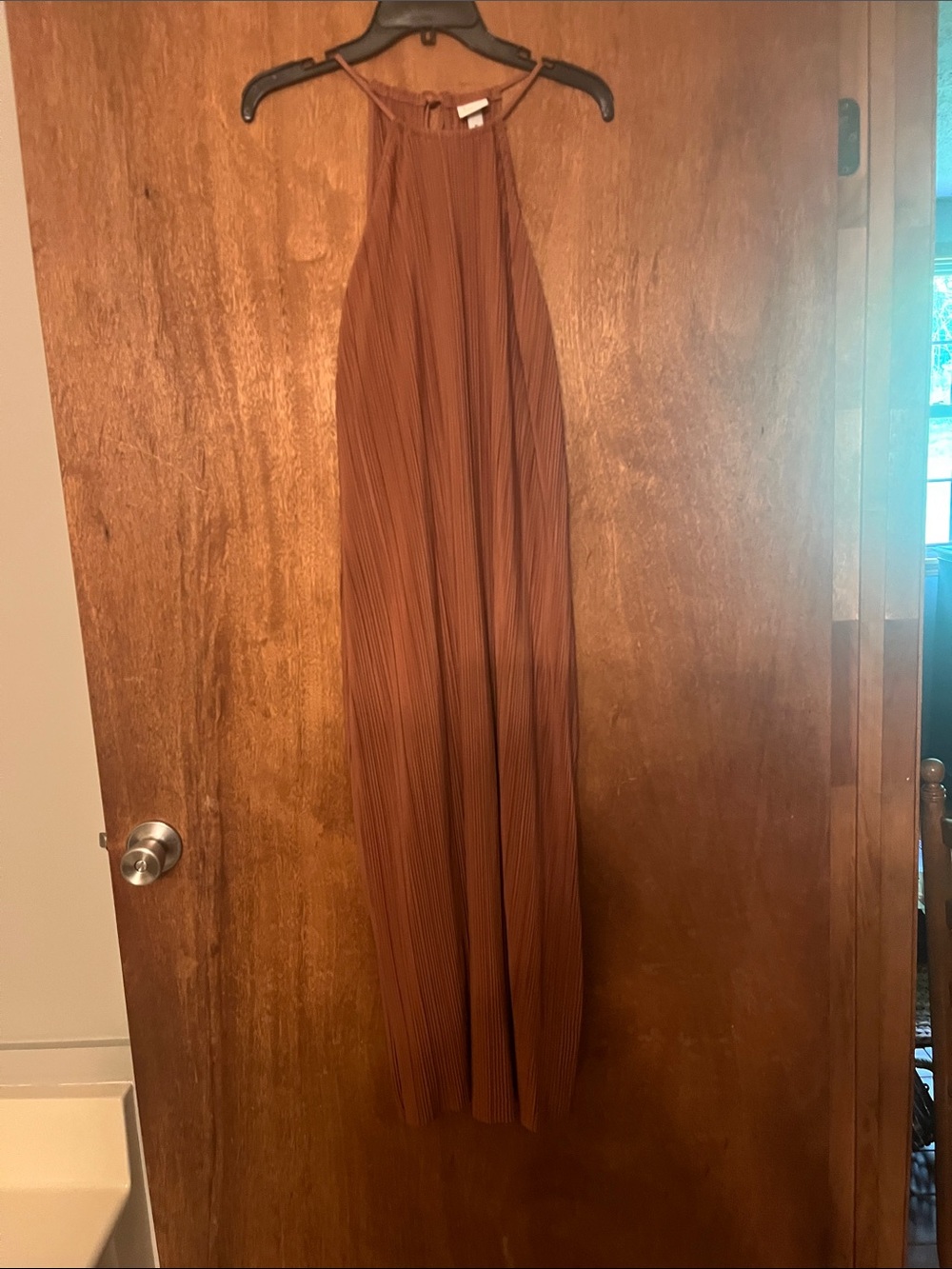 a new day Pleated Halter Maxi Dress in Rust Brown